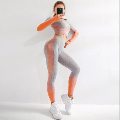 Seamless High-Stretch Yoga Outfit with Crop Top and Leggings
