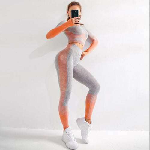 Seamless High-Stretch Yoga Outfit with Crop Top and Leggings