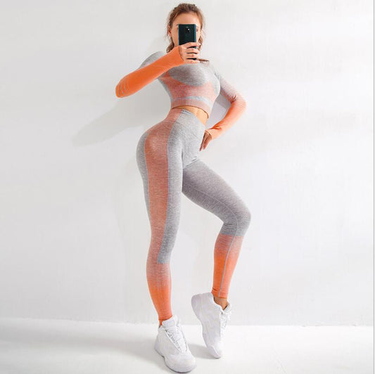 Seamless High-Stretch Yoga Outfit with Crop Top and Leggings