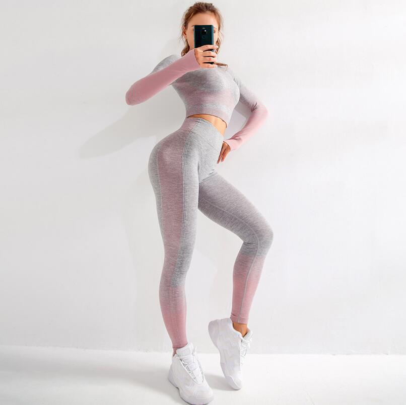 Seamless High-Stretch Yoga Outfit with Crop Top and Leggings
