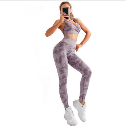 Camo Yoga Outfit Set with High Elasticity (3 Pieces)