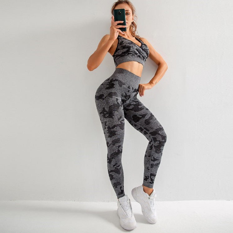 Camo Yoga Outfit Set with High Elasticity (3 Pieces)