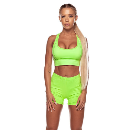 Solid Color Yoga Outfit Set with Shorts and Top