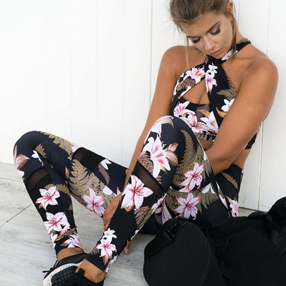 Floral Yoga Fitness Set for Women - Sports Leisure Outfit