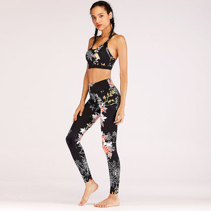 Floral Yoga Fitness Set for Women - Sports Leisure Outfit