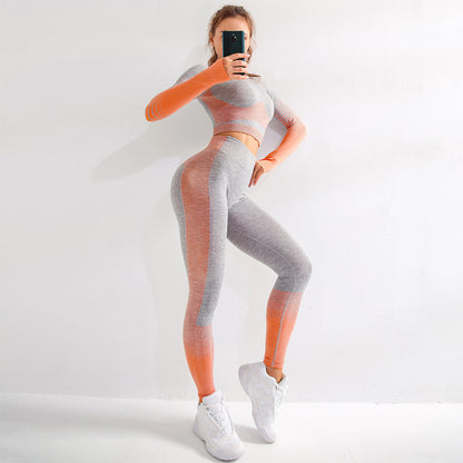 Seamless High-Stretch Yoga Outfit with Crop Top and Leggings